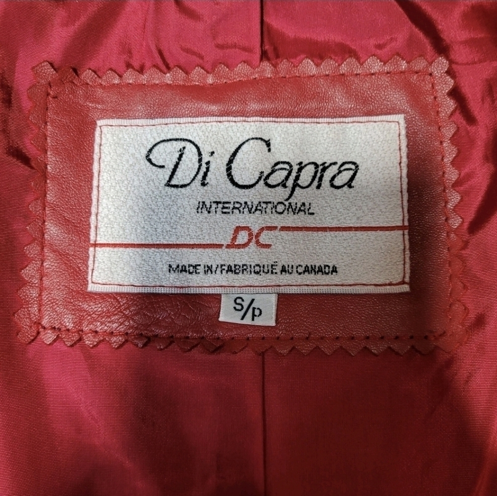 Vintage 1970s Red Leather Moto Jacket Belted Women’s Small Petite | Di Capra Int - Picture 9 of 16